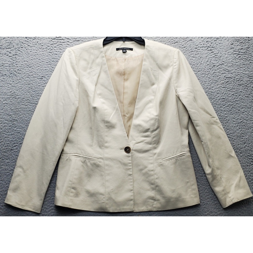 Zac & Rachel Blazer Jacket Women's 14 Brown Long Sleeve Formal Single Breasted